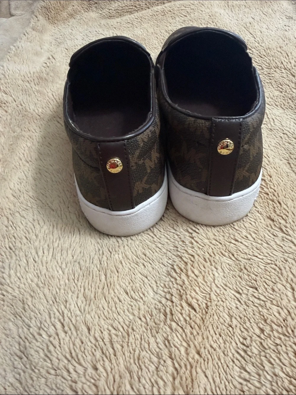 Michael Kors Brown Monogram Slip-On Loafers